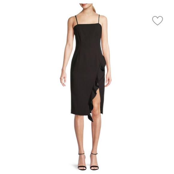 Bardot Carmelle Ruffle Sheath Dress  Black Spaghetti Strap - Picture 4 of 5